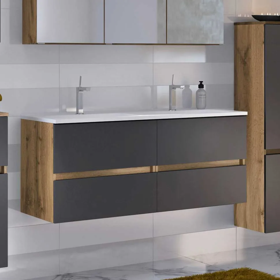 120 cm Badschrank mit Doppel-Waschbecken - Athrin