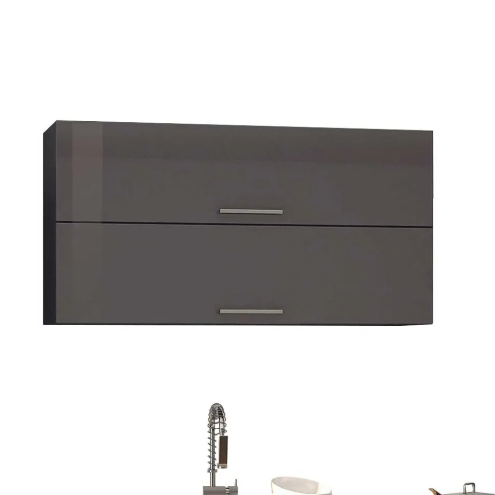 220 cm breit Kompakt-Küche in Grau - Bozenia (sechsteilig)