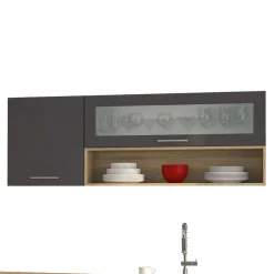 330 cm breite Küchenzeile in Dunkelgrau - Bozenia (neunteilig)