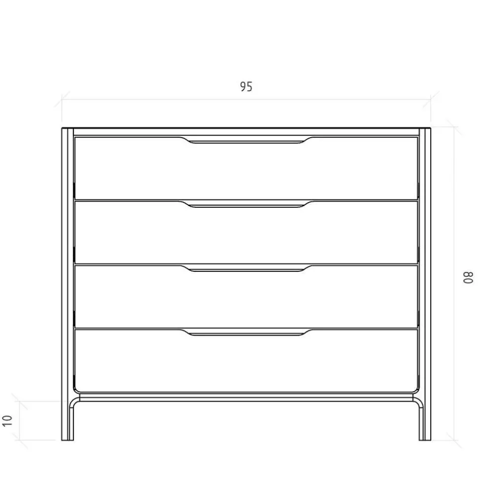 95 cm breite Kommode mit vier Schubladen - Laida