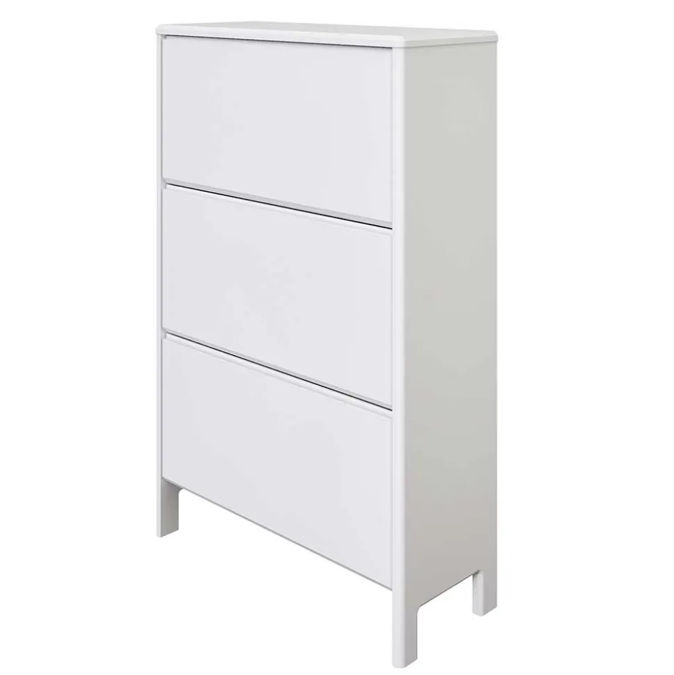 82 cm breite Schuhkommode in Weiß gewachst - Oranias