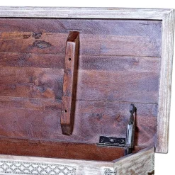 146 cm breite Truhe in Antikweiß mit Bronze - Abraham