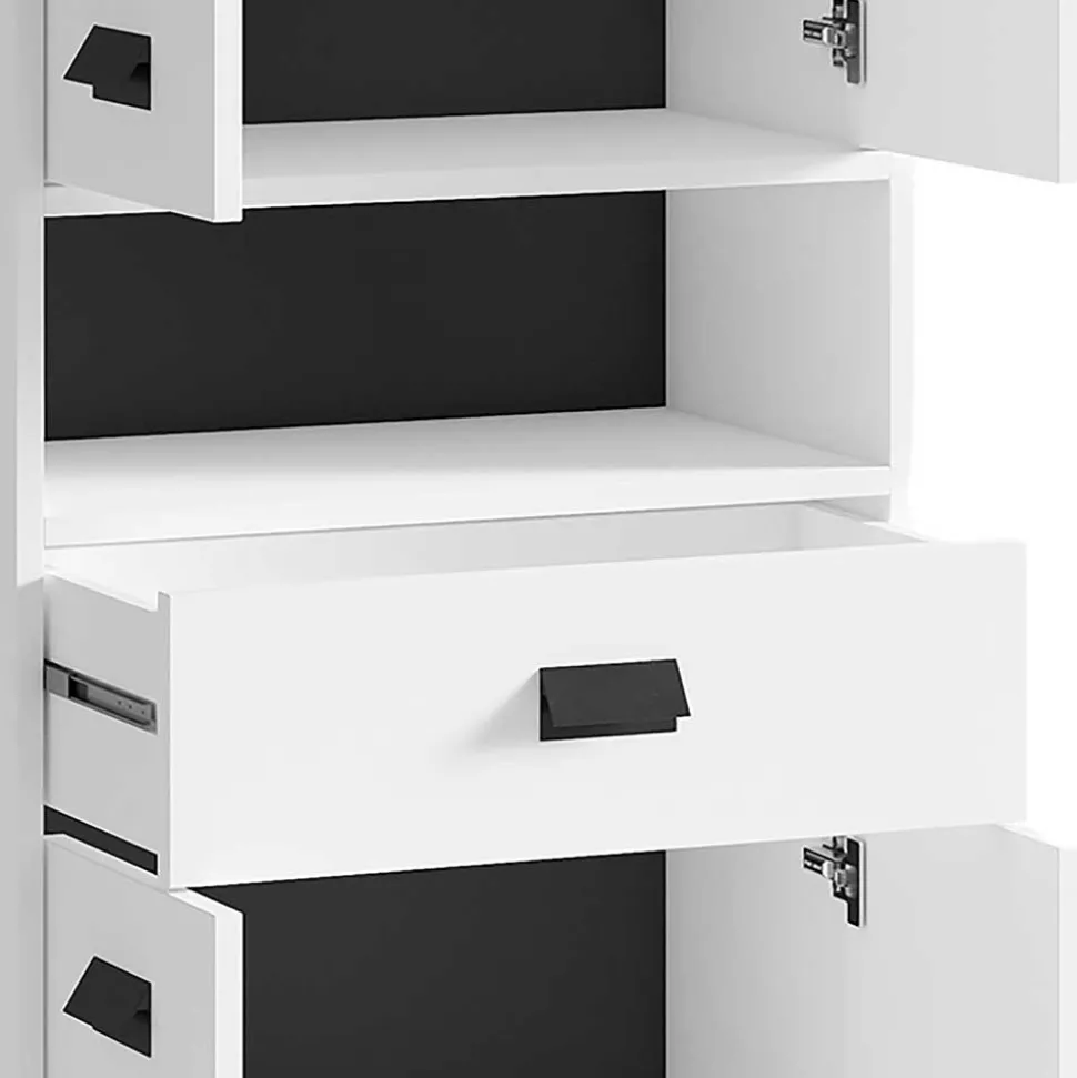 54 cm breiter Bad-Hochschrank in Weiß mit Schwarz - Envaton