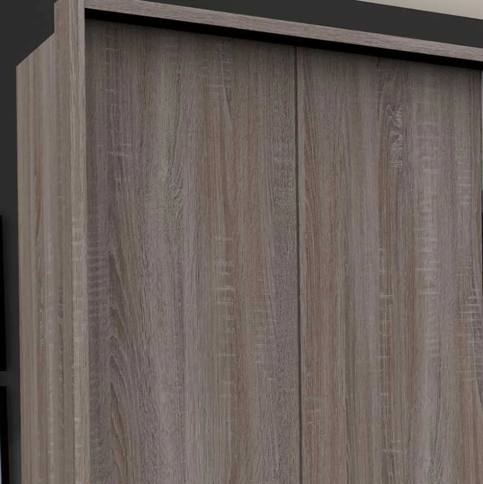 300 cm breiter Falttürenschrank in Holzoptik dunkel - Riding