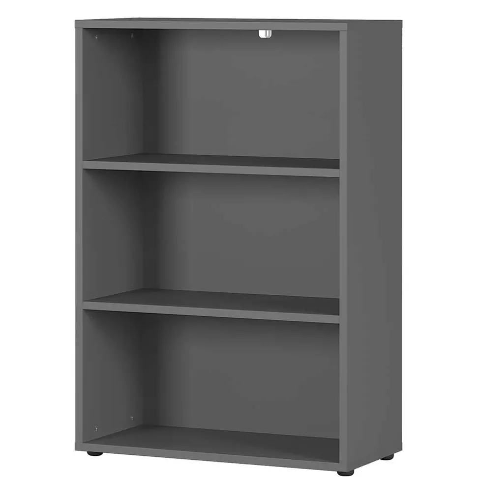 80 cm breites 3 Fächer Aktenregal in dunklem Grau - Valcau