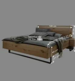 140 cm breites Bett im Industry Style - Siestago
