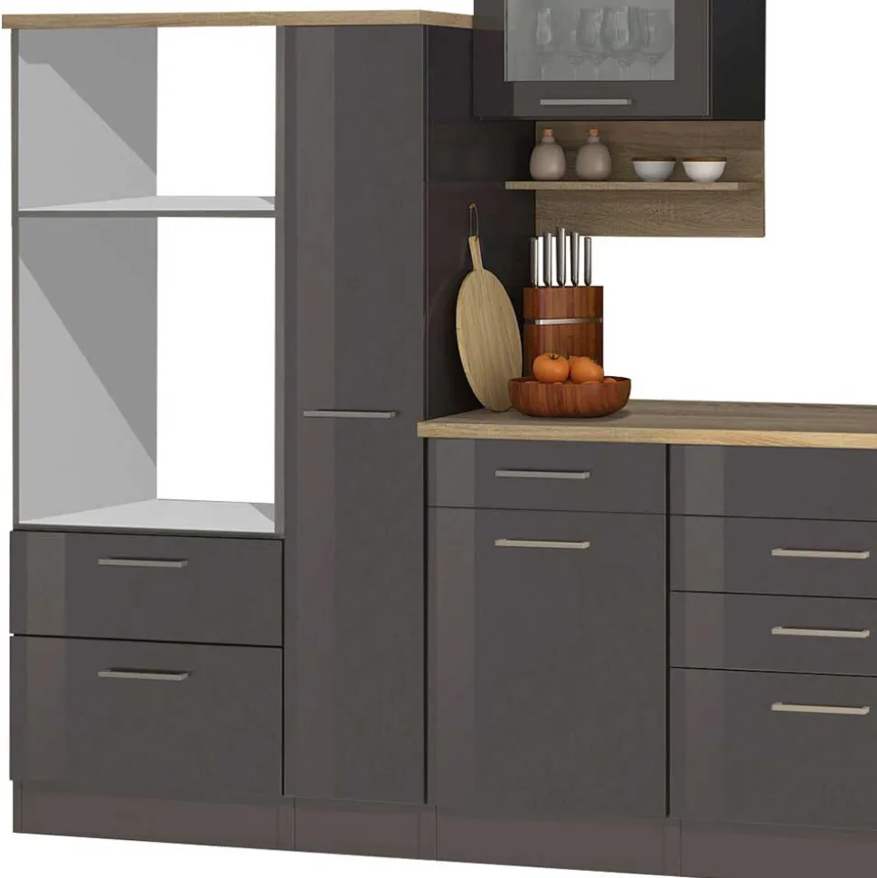 340 cm Einbauküche Zeile in Grau - Bozenia (zwölfteilig)