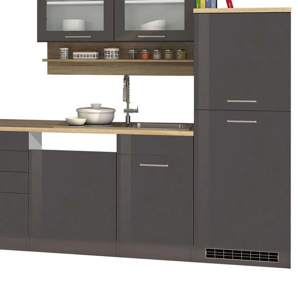 340 cm Einbauküche Zeile in Grau - Bozenia (zwölfteilig)