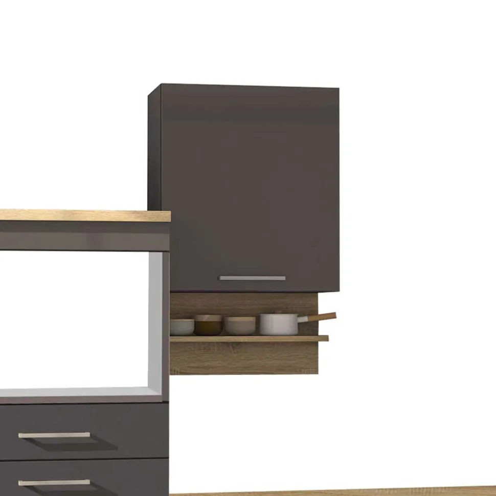 270 cm Einbauküchenzeile in Grau - Bozenia (neunteilig)