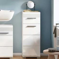79 cm hoher Bad Unterschrank in Weiß Hochglanz - Whale