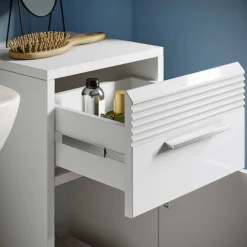 79 cm hoher Bad Unterschrank in Weiß Hochglanz - Whale