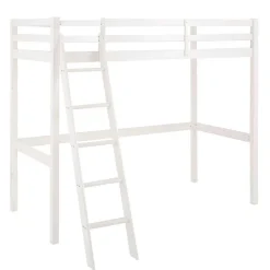 175 cm hohes Hochbett mit Leiter in Weiß - Saludio
