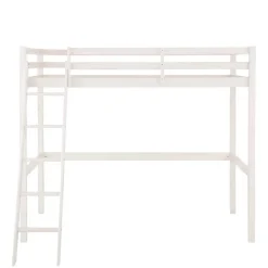 175 cm hohes Hochbett mit Leiter in Weiß - Saludio