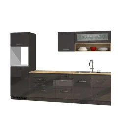 290 cm Küchenmöbel Set in Grau - Bozenia (achtteilig)
