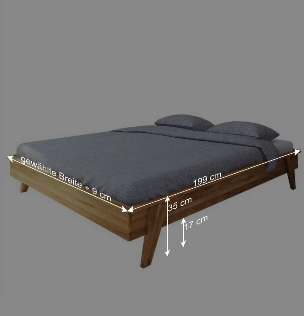 190 cm kurzes Doppelbett aus Holz - Hardus
