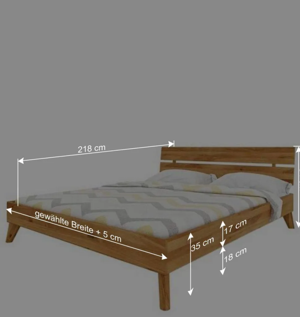 210 cm langes Holzbett Gestell Wildeiche - Eavy