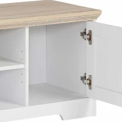 120 cm langes TV Lowboard in Weiß & Eiche - Akedra