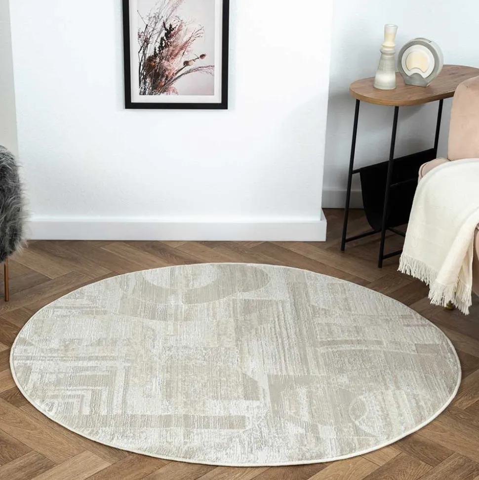 120 cm runder Teppich gemustert - Anika