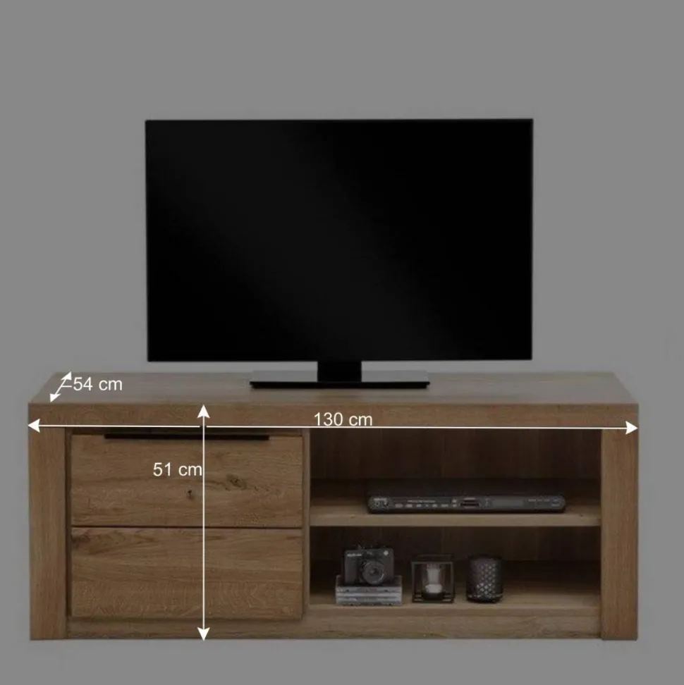 130 cm schmales TV Board mit Tür & 2 Fächern - Nelenia
