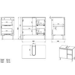 60 cm Waschbeckenschrank in Weiß Hochglanz - Loeesa