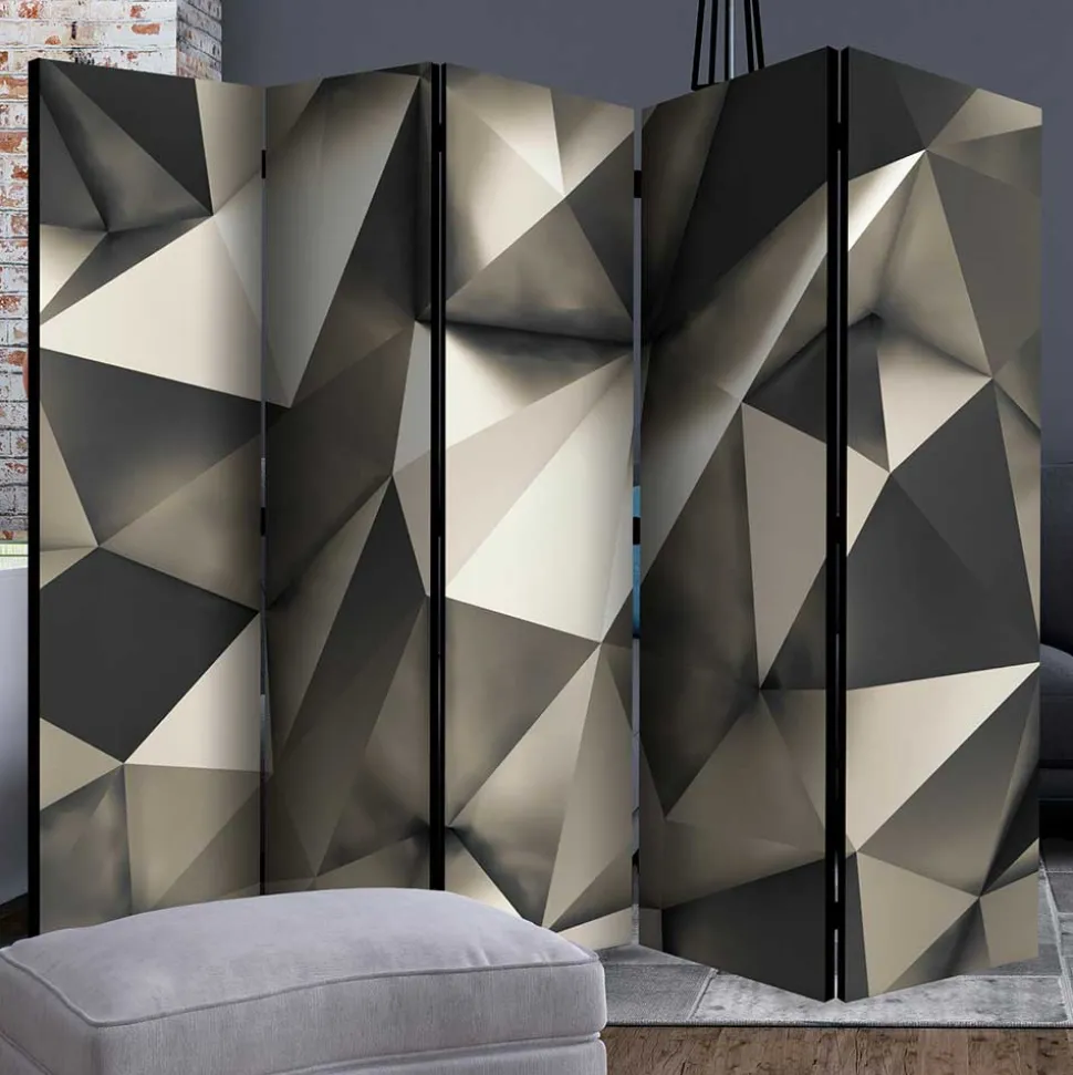 5 Elemente Paravent in Grau & Silber - Menu