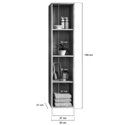 4 Fächer Badezimmerregal für die Wand - Loritana