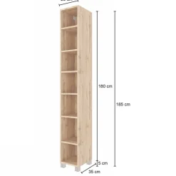 7 Fächer Badzimmer Regal in Holz Optik - Lemnas