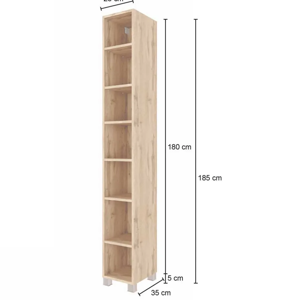 7 Fächer Badzimmer Regal in Holz Optik - Lemnas