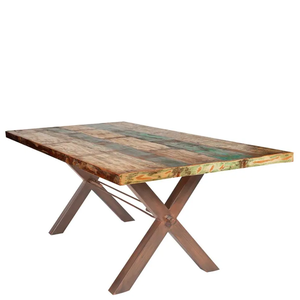 5 Größen Shabby Esstisch aus buntem Altholz - Velanzia