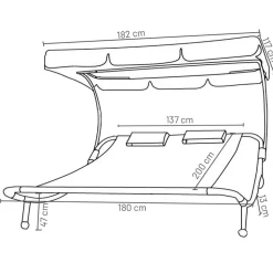 2 Personen Gartenliege in Creme und Schwarz - Enkolu