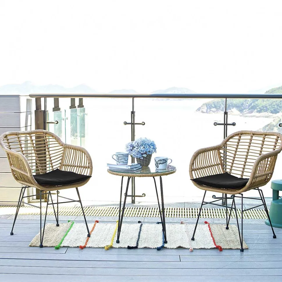 2 Personen Sitzgarnitur aus Kunstrattan - Vasteca (dreiteilig)