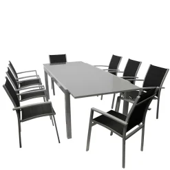 8 Personen Tischgruppe für Garten - Gestina (neunteilig)
