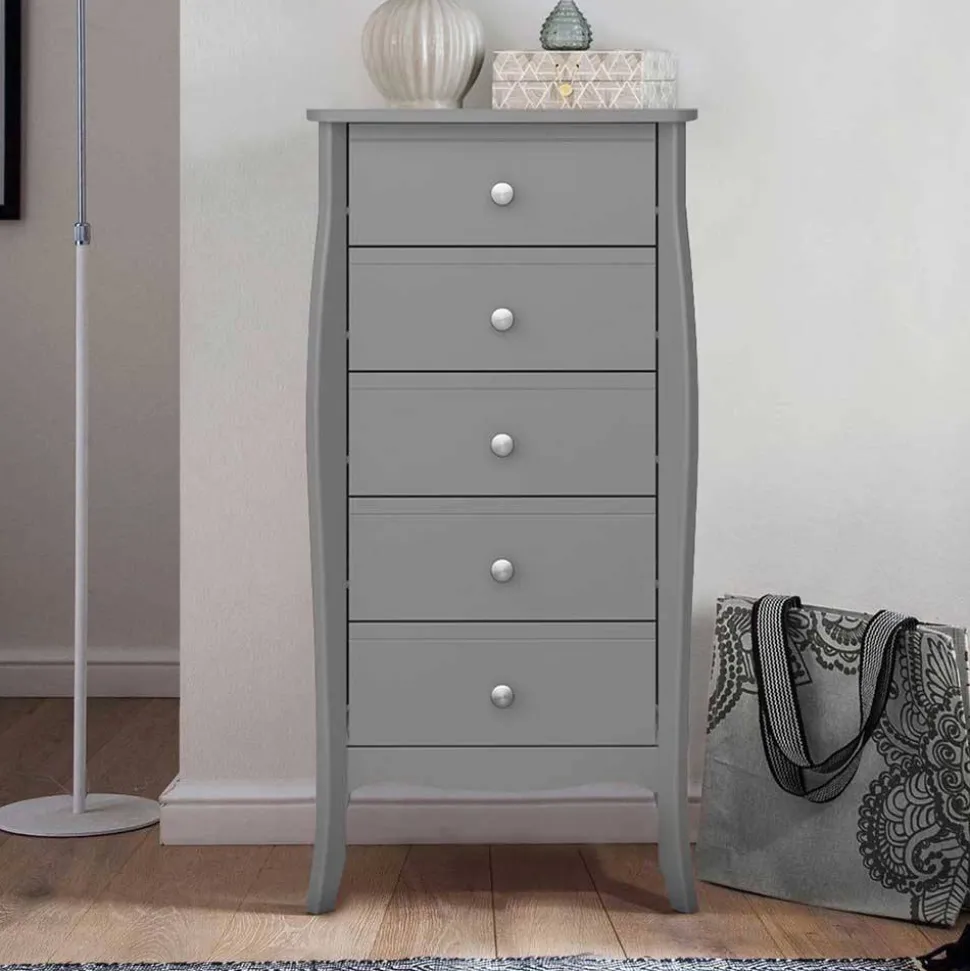 5 Schubladen Hochkommode in Grau lackiert - Resivia