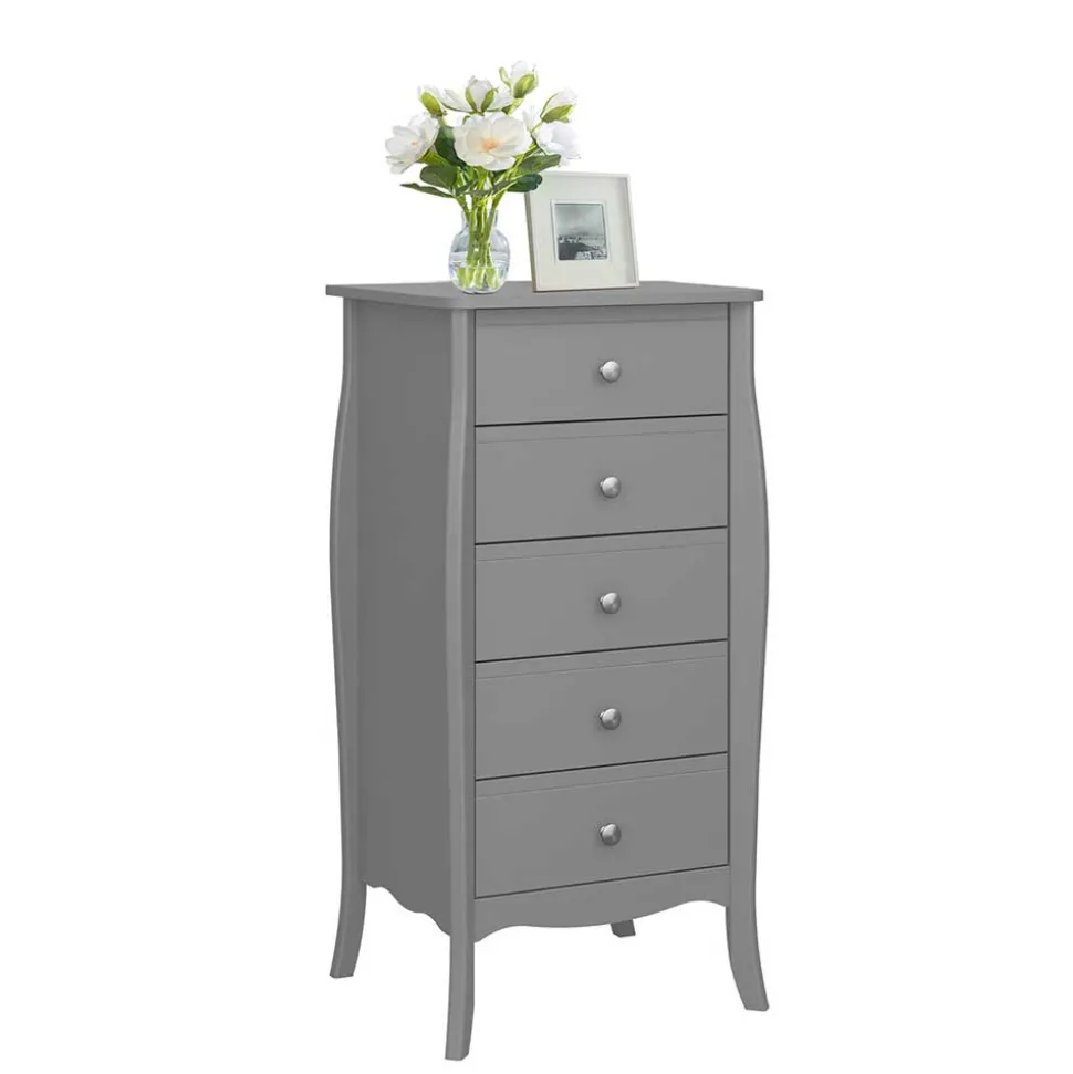 5 Schubladen Hochkommode in Grau lackiert - Resivia
