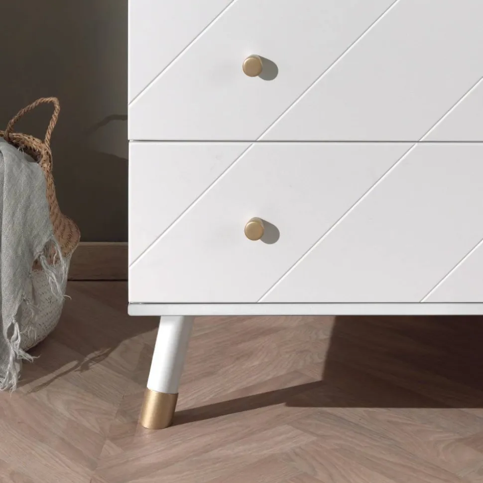 3 Schubladen Kommode in Weiß & Gold - Zimventa