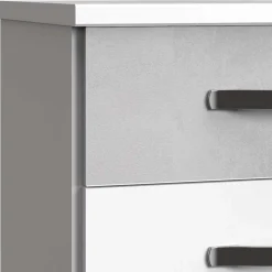 3 Schubladen Nachttisch in Weiß & Beton Optik - Hotti