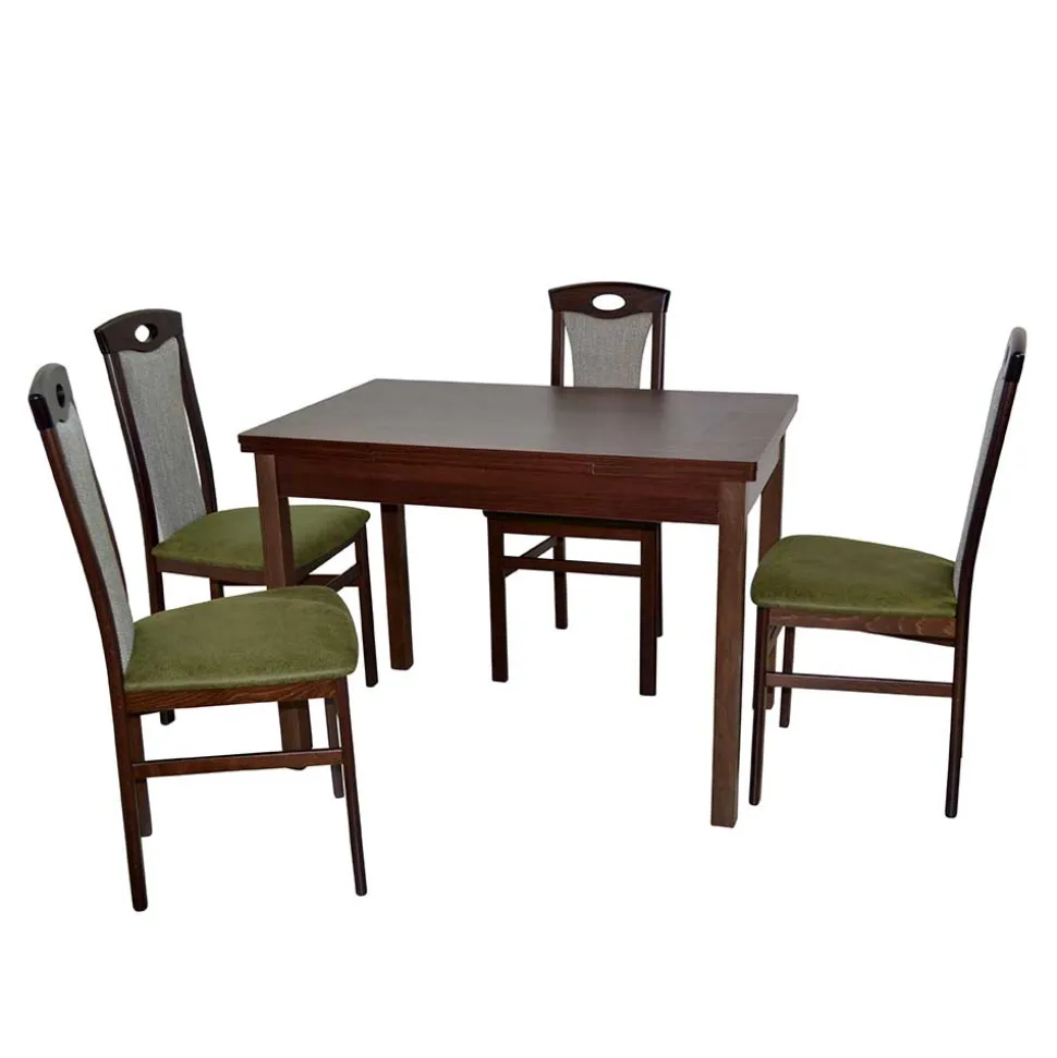 4 Stühle mit Tisch in Nussbaum - Sutra (fünfteilig)