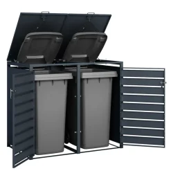 2 Tonnen Mülltonnenbox in Anthrazit & Holzoptik - Rodicca