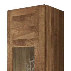 1 türiger Vitrine Vaskov aus Wildeiche Massivholz