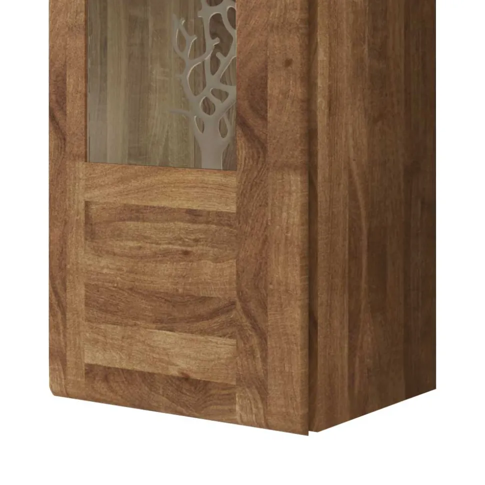 1 türiger Vitrine Vaskov aus Wildeiche Massivholz