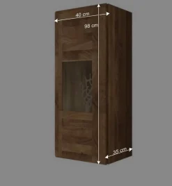1 türiger Vitrine Vaskov aus Wildeiche Massivholz