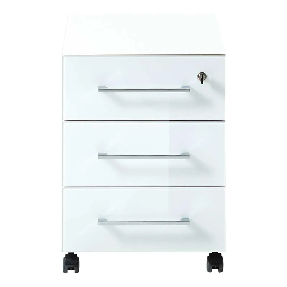 Abschließbarer Rollcontainer in Weiß - Fidania