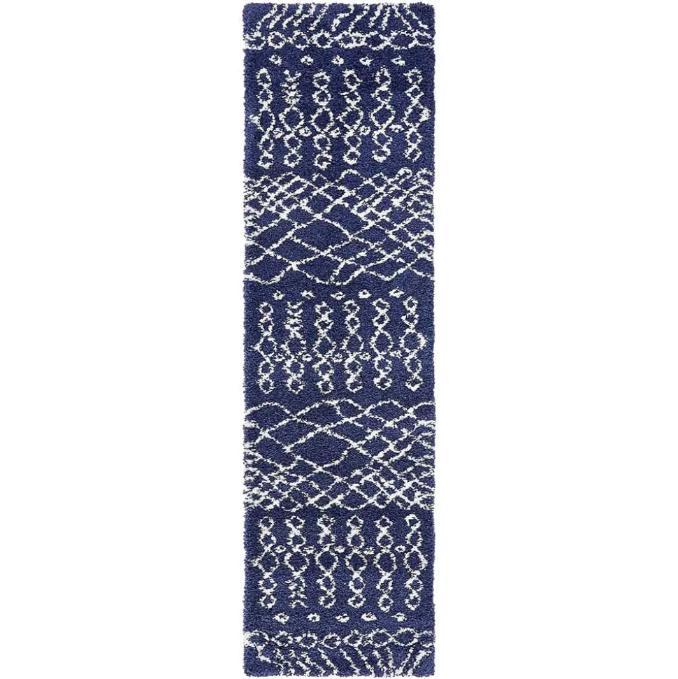 Abstrakt gemusterter Läufer Teppich in Blau - Gunnar