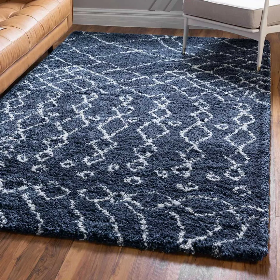 Abstrakt gemusterter Läufer Teppich in Blau - Gunnar