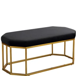 Achteckige Bank mit Bügelgestell in Gold - Coal