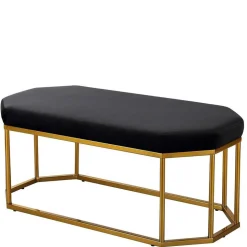 Achteckige Bank mit Bügelgestell in Gold - Coal