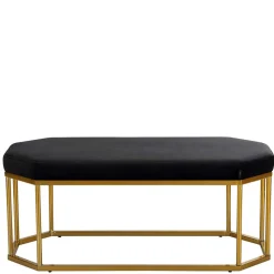 Achteckige Bank mit Bügelgestell in Gold - Coal