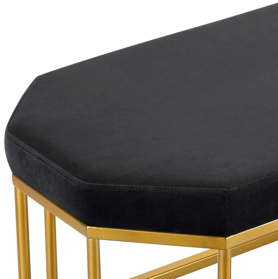 Achteckige Bank mit Bügelgestell in Gold - Coal