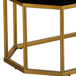 Achteckige Bank mit Bügelgestell in Gold - Coal