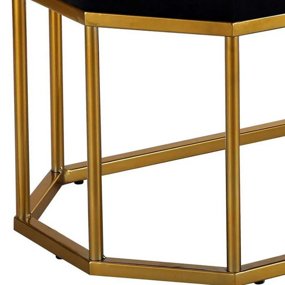 Achteckige Bank mit Bügelgestell in Gold - Coal